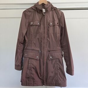 LAUNDRY By Shelli Segal Stylish Brown Hooded Womens Medium Jacket